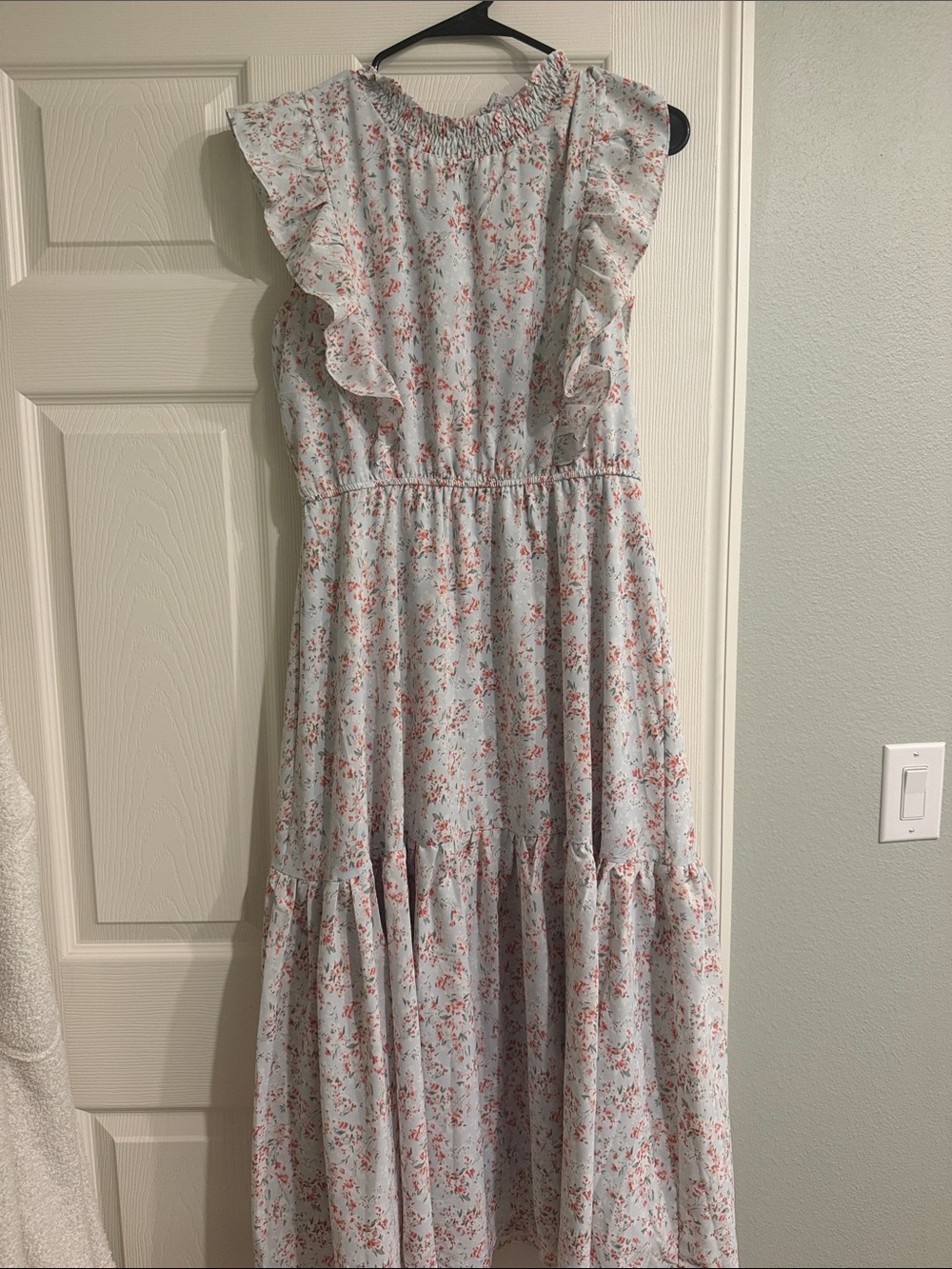 Wishlist Light Blue Floral Ruffle Sundress with Pink Accents